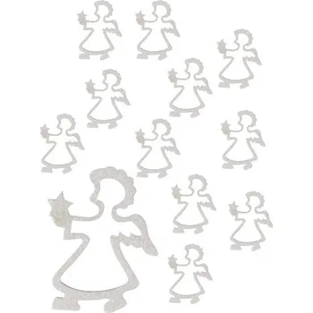 Vánoce Andílci s glitrem 5 cm, 12 ks bílí 30038