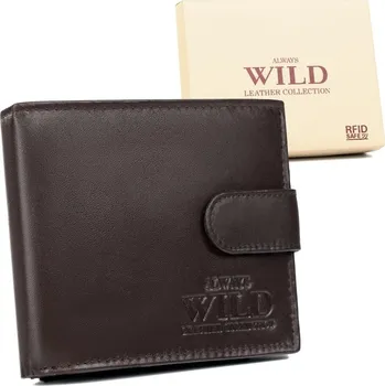 Kožená peněženka Always Wild N992L (SCR) s upínkou + RFID tmavěhnědá
