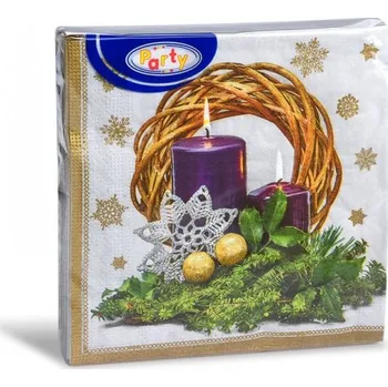 Vánoční dekorace Vánoční ubrousky 33 x 33 cm motiv proutěný věnec 20 ks