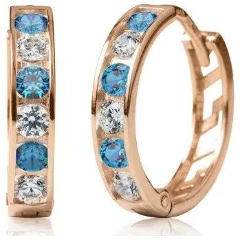 Šperk Couple, Kruhové náušnice Elaxi, růžové zlato s&nbsp;modrými zirkony, 585-66-3-0380.4C00.0.14.112.61