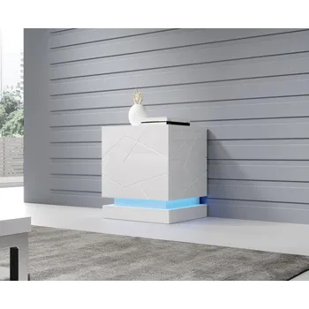 Noční stolek Nábytek PEGAS s.r.o. Noční stolek QIU, bílý lesklý/bílý lesklý