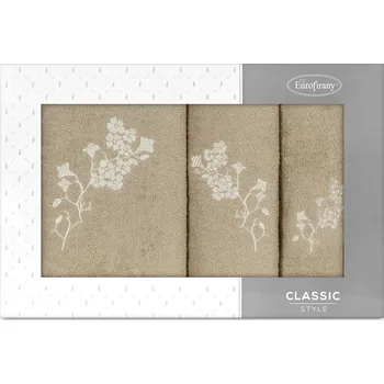 Kosmetická sada Dárková sada ručníků BLOSSOM - béžová, květinová výšivka