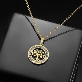 Souprava šperků Strom života (Srdce) - Přívěsek na krk (Chirurgická ocel) (Řetízek s přívěskem, Strom života, Srdce (Chirurgická ocel))