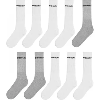 Pánské ponožky Donnay 10 Pack Crew Socks Plus Size White Mens 12&#x2B;