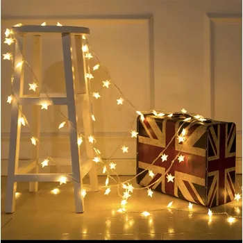 HJ Svítící LED řetězový závěs s hvězdami 3+1.5m LED barva: Teplá bílá/Warm white