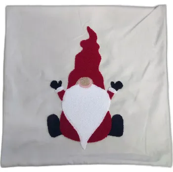 Povlak na dekorativní polštářek Vánoční 3D povlak na polštář CHRISTMAS - skřítek - 45x45 cm - šedý/červený//bílý