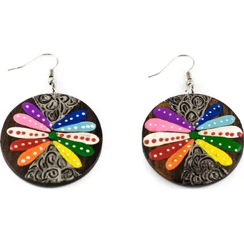 Náušnice Malované dřevěné náušnice Divoký kvítek