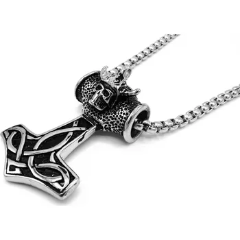 Náhrdelník Steel Jewelry Náhrdelník thorovo kladivo z chirurgické oceli stříbrná