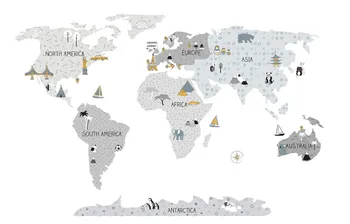 Samolepící dekorace Bayo Mapa světa L šedá 180 x 120 cm