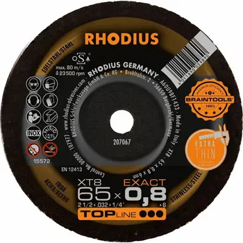 Řezný kotouč Rhodius 207067 | Řezný kotouč 65 x 0,8 x 6,0 mm, XT8 EXACT