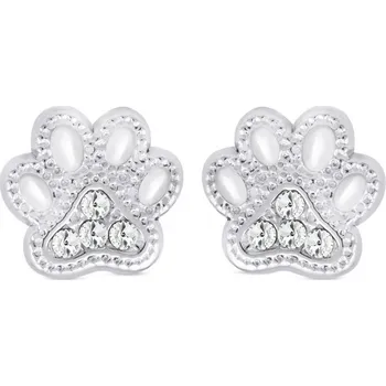 Náušnice Náušnice kočičí packa se zirkony - chirurgická ocel (pecky)