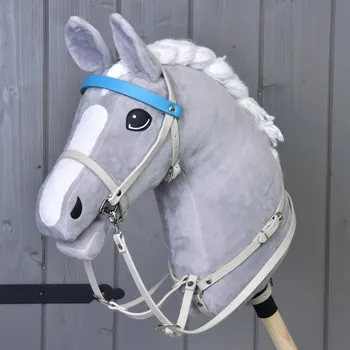 Hobby horsing Koženkový set Aqua - uzdečka, otěže a martingal Velikost: S