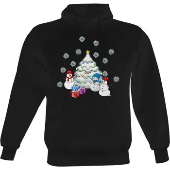 Pánská mikina Pánská mikina s kapucí s potiskem Sněhuláčí Vánoce pánské