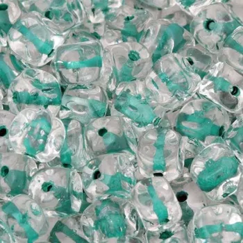 Materiál na výrobu šperku Korálek mačkaný KOSTIČKA 5mm crystal průtah tmavě zelená4052