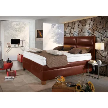 Postel Postel ND Luigi Boxspring 160x200cm červenohnědá ekokůže