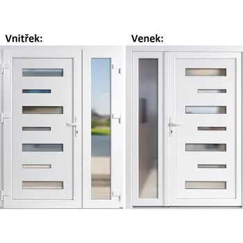 Vchodové dveře Dvoukřídlé vchodové dveře plastové Soft 6100+Sklo Nisip, Bílá/bílá, 130x200 cm, levé