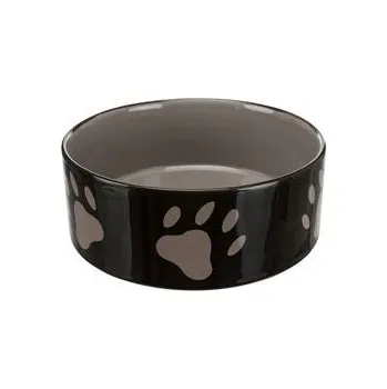 Miska pro psa Miska keramická pes s Hnědá/tm.šedá s tlapka 1,4l 20cm