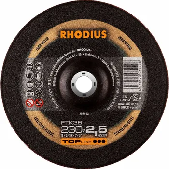Řezný kotouč Rhodius 207443 | Řezný kotouč 230 x 2,5 x 22,23 mm, FTK38 vypouklý