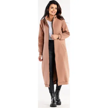 Dámská mikina Dlouhá mikina na zip s vysokým rolákem M326 Barva: Béžová, Velikost: L/XL