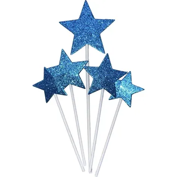 Party dekorace Ozdoba na dort HVĚZDY - modrá (5ks)