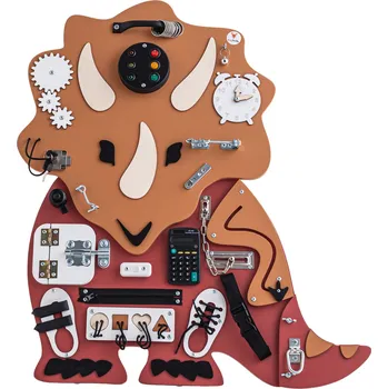 Dřevěná hračka Foxy Family Montessori activity board Dinoland Dinosaur Ivo Varianta: Bez stojanu - montáž na zeď