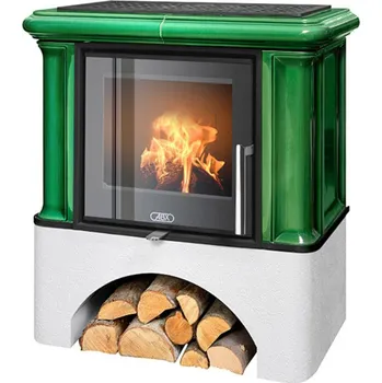 ABX Kamna kachlová Ikaria exklusive, zelená, bílý sokl, 6kW