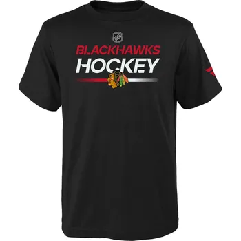 Chlapecké tričko Outerstuff Dětské tričko Chicago Blackhawks NHL Apro Wordmark Ss Ctn Tee Velikost: Dětské L (13 - 14 let)