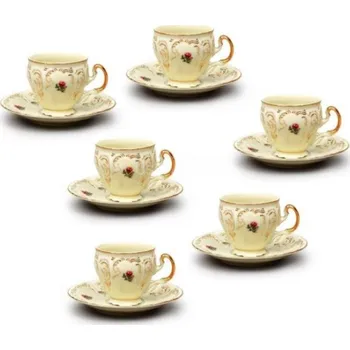 Stolování Thun 1794 Bernadotte, 170 ml, 6 ks, porcelán, slonová kost/zlatá/růžový květ