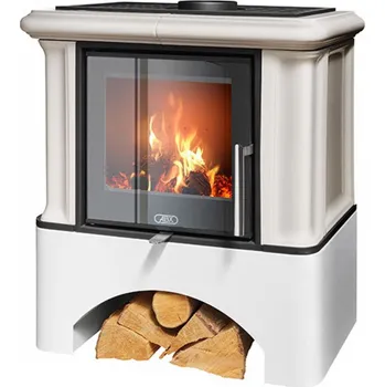 ABX Kamna kachlová Ikaria exklusive, perle, bílý sokl, 6kW