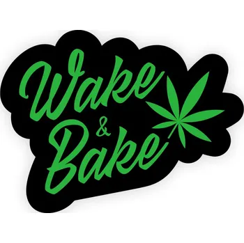 Nášivka Samolepka Wake&Bake černá - weedshop