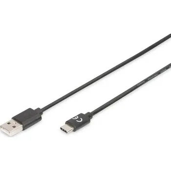 elektrický kabel Digitus USB kabel USB 2.0 USB-C ® zástrčka, USB-A zástrčka 1.80 m černá stíněný AK-300154-018-S