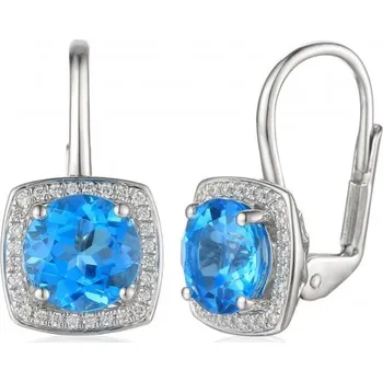 Náušnice Gems Luxusní diamantové náušnice s blue topazem bílé zlato