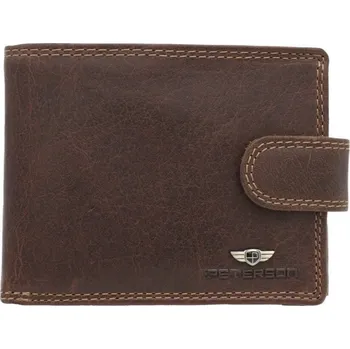 Peněženka Tmavěhnědá kožená peněženka Peterson 0305L na upínku s originální krabičkou