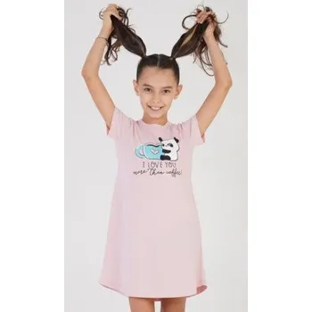 Dámská noční košile Dětská noční košile s krátkým rukávem Vienetta Secret Panda světle lososová 15 - 16