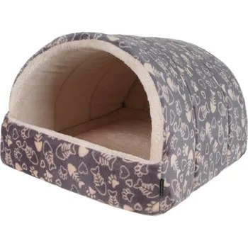 Pelíšek pro psa O´LALA PETS Kukaň HOUSE 40x36cm A64 Šedá rybky tlapky