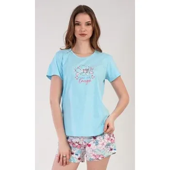 Dámské noční prádlo Dámské pyžamo šortky Vienetta Secret Ellie světle tyrkysová S