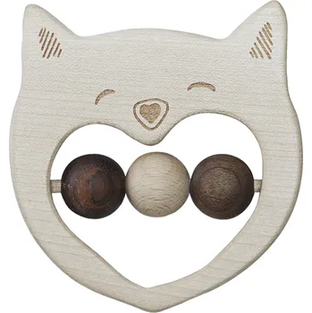 Výuková hračka Wooden Story Chrastítko - Veselá kočička