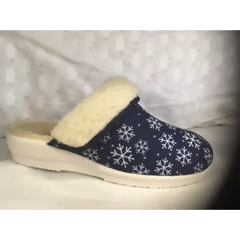 Dámská obuv Dámské pantofle ohrnuté ROGALLO Barva: Tm. modrá s bílými vločkami, Velikost: 38