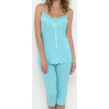 Dámské pyžamo Dámské kapri pyžamo na ramínka Follia Chloe světle růžová XS