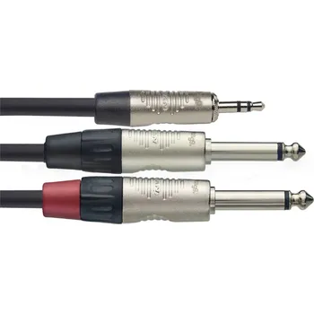 Audio kabel Stagg NYC3/MPS2PR, kabel 2x JACK mono/1x mini JACK stereo, 3m