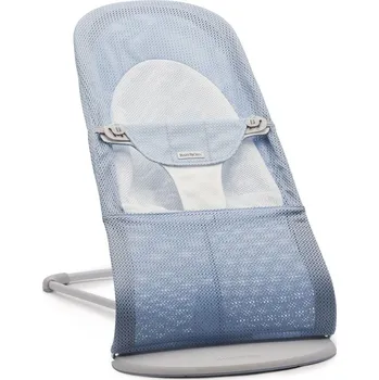 BabyBjörn Lehátko Soft Sky Blue/White mesh, světle šedá konstrukce
