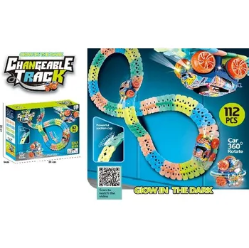 autodráha Bavytoy Dráha svítící s rotujícím autíčkem 112ks
