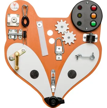 Dřevěná hračka Foxy Family Montessori activity board Woodland Hlava lišky Oranžová