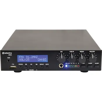 Hi-Fi Zesilovač Adastra UM60, 100V mixážní zesilovač, 60W, BT/MP3/FM