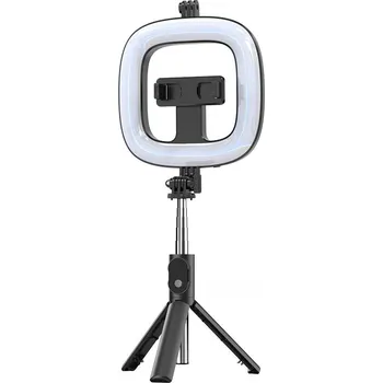 Stativ Bluetooth selfie tyč Ring Light P20D s LED osvětlením černá