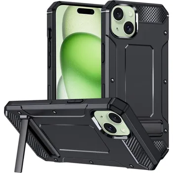 Pouzdro na mobilní telefon Kryt iPhone 15 Plus, Techsuit - Hybrid Armor Kickstand , černý