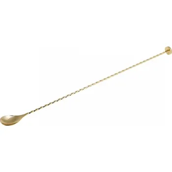 Barová lžička Cocktail Kingdom ve zlatém provedení s muddlerem 30 cm