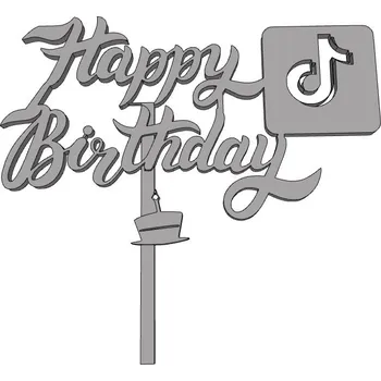 Happy Birthday č.9 - plastový zápich - Růžová