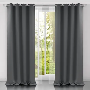 Závěs Hotový Blackout stínící závěs tmavě šedý Uchycení závěsu: Řasící páska