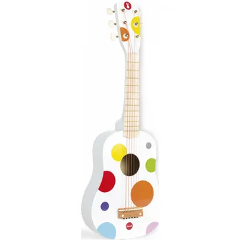 Hudební nástroj pro děti Janod Dřevěná kytara pro děti Confetti bílá